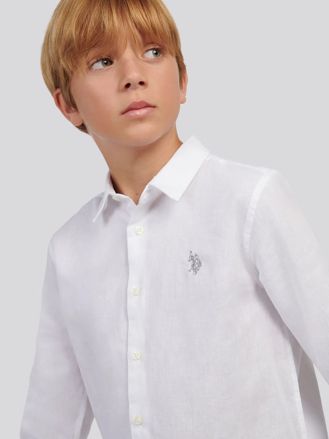 Рубашка из льняной смеси с длинным рукавом U.S. Polo Assn., белый — фото 2