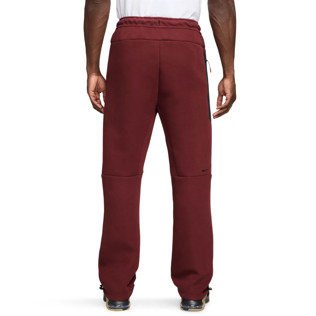 Мужские брюки Tech Fleece Open Hem Nike, цвет Black/Maroon — фото 2