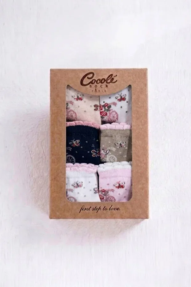 Детские носки для девочек с принтом Flower & Bicycle Themed Cocole Socks, Multicolor