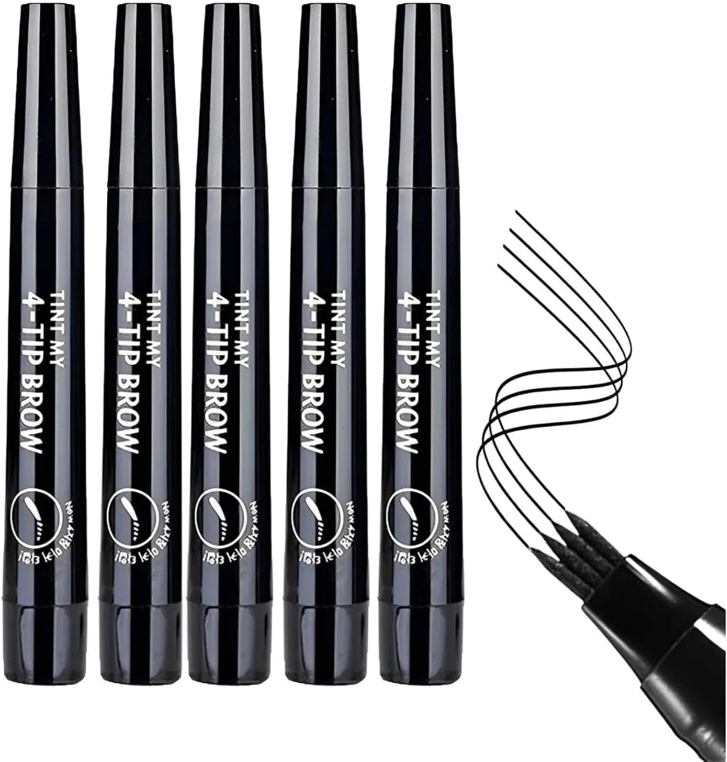 Карандаш для бровей 4 Heads Eyebrow Pencil Tuyiutm, 1 шт., черный