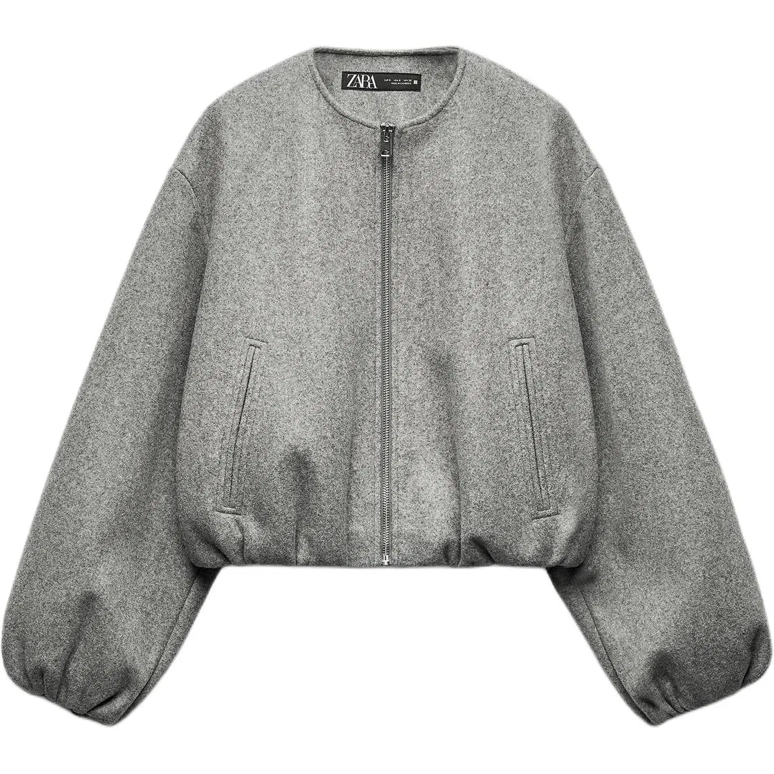 Женская куртка-пилот с серым воротником-стойкой ZARA, Gray