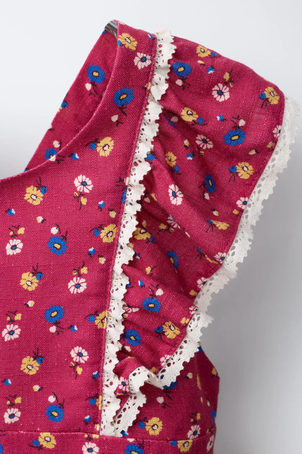Платье из льняной смеси с цветочным принтом ZARA, Fuchsia — фото 3