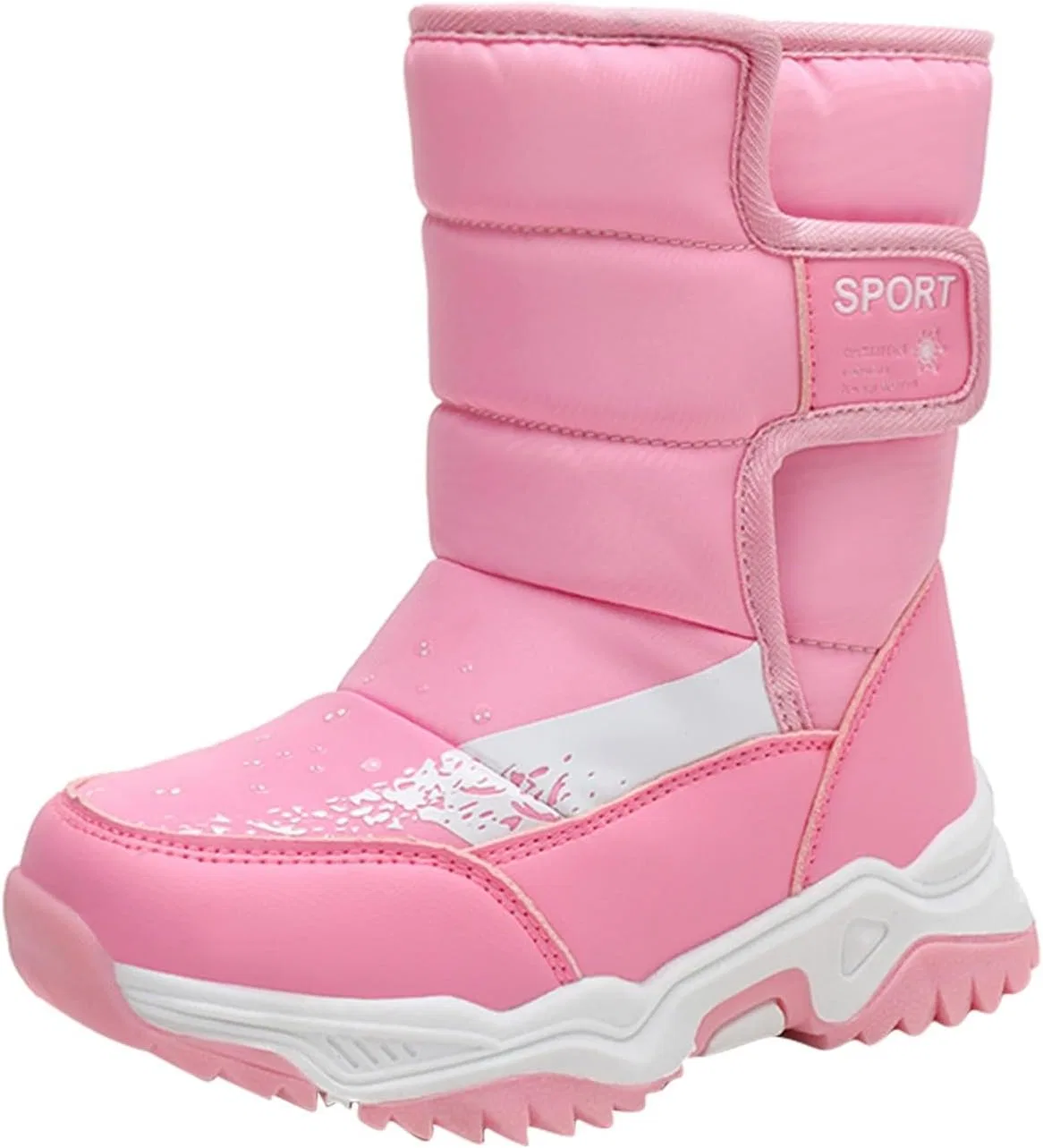 Детские зимние ботинки с принтом для мальчиков и девочек, Pink