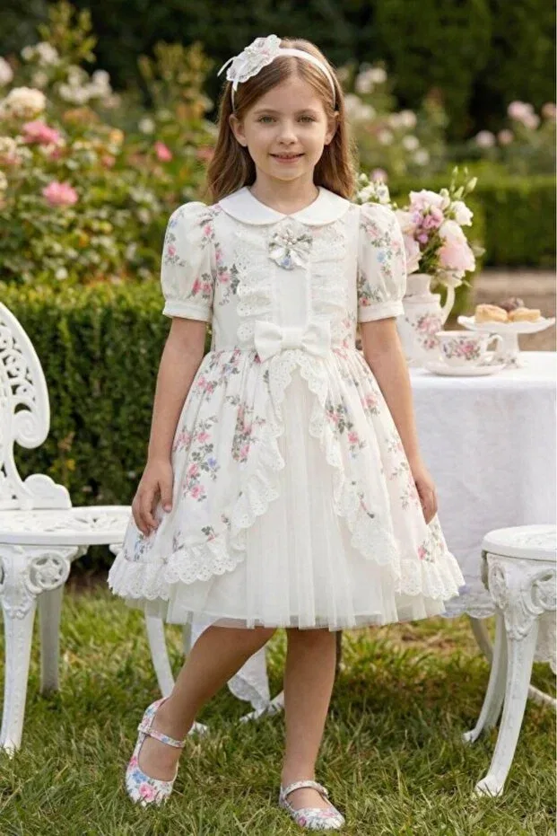 Детское платье для девочек кружевное Garden Party Pamina, Ecru