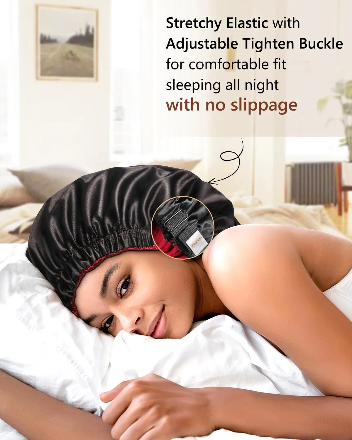 Шапочка для душа Satin Bonnet 2 Pack, X-Large, mikimini, black/red — фото 3