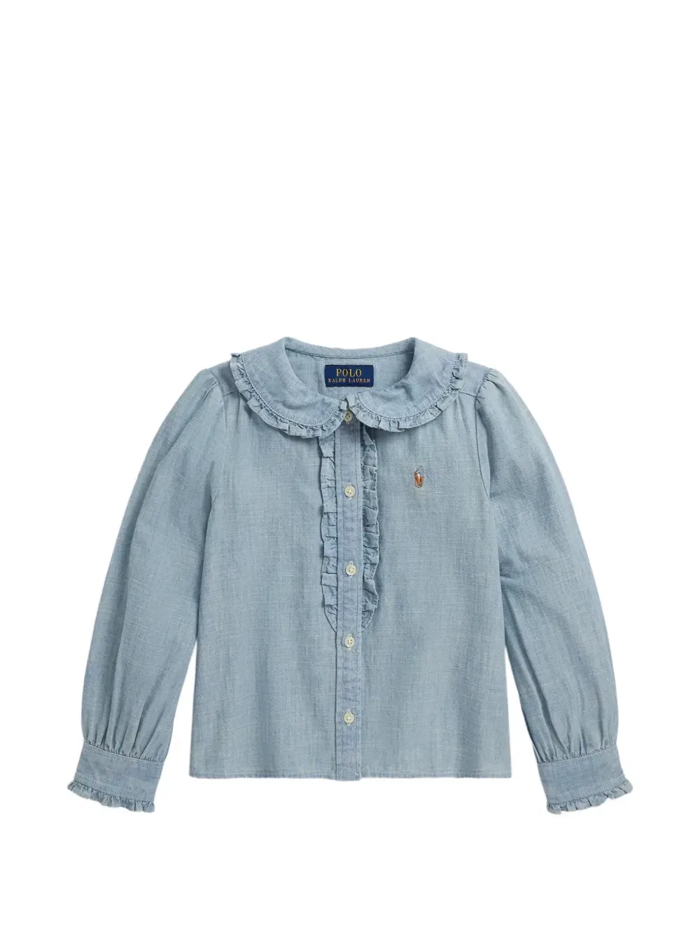Рубашка с оборками Polo Ralph Lauren Kids, синий