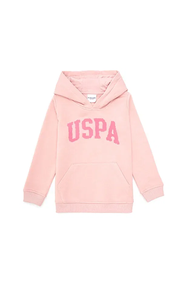 Детское худи для девочек с капюшоном U.S. Polo Assn., Powder Pink — фото 2