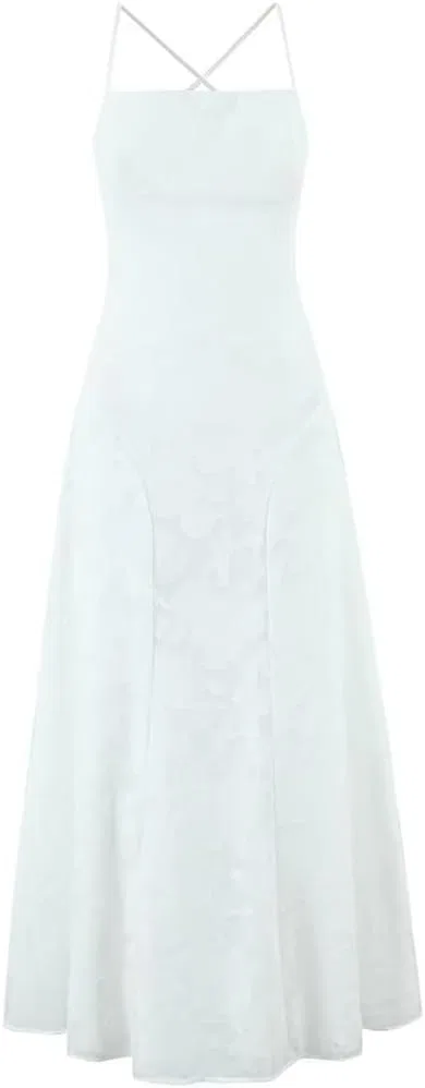 Женское вечернее платье с цветочным принтом A-line Backless Bandage, White
