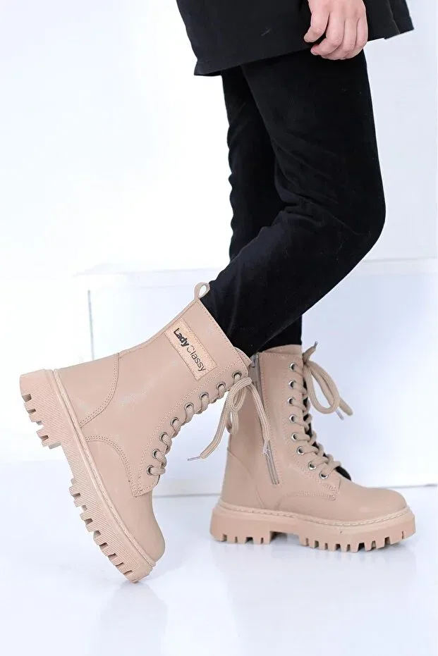 Детские ботинки для девочек на плоской подошве Raynok, Beige