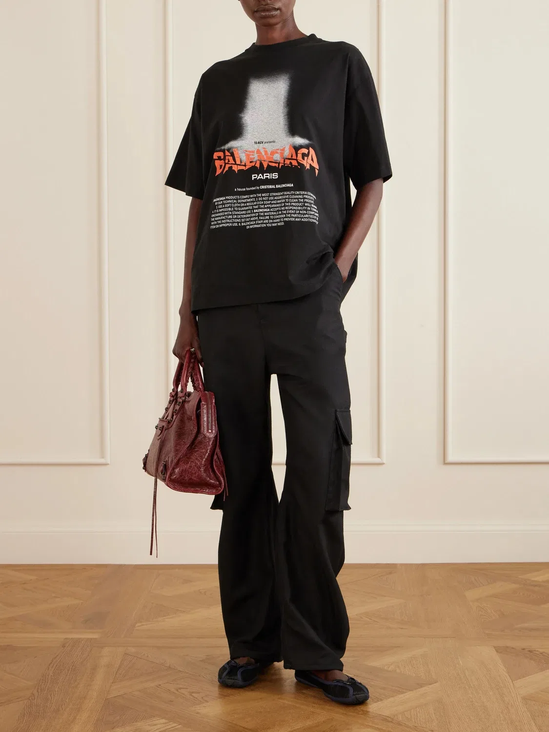 Широкие хлопчатобумажные брюки карго BALENCIAGA, черный — фото 2