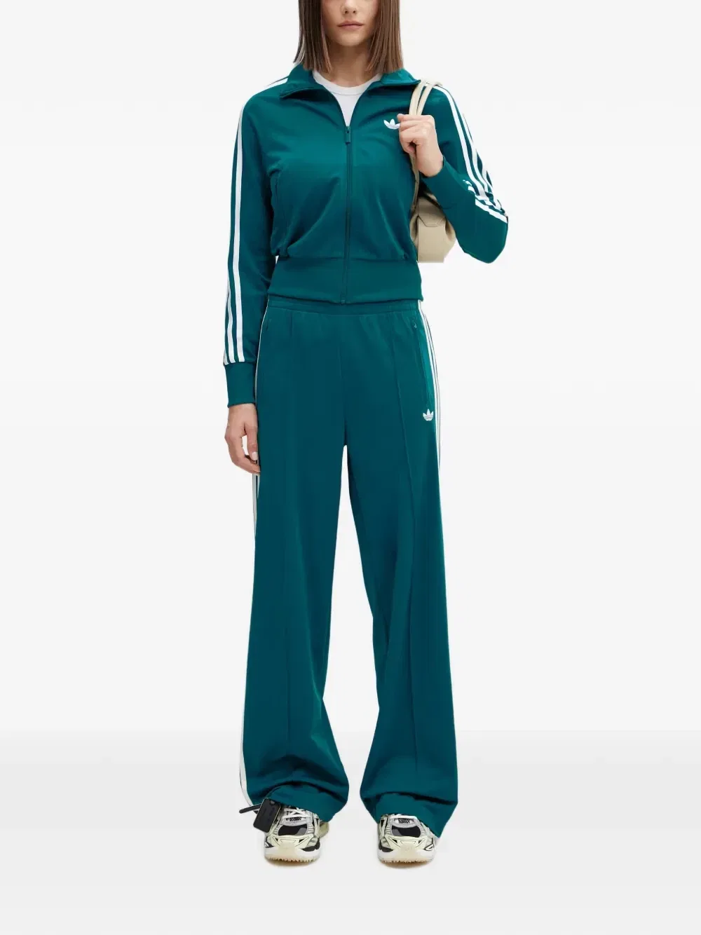 Олимпийка Firebird с вышитым логотипом и полосками по бокам Adidas, зеленый — фото 2
