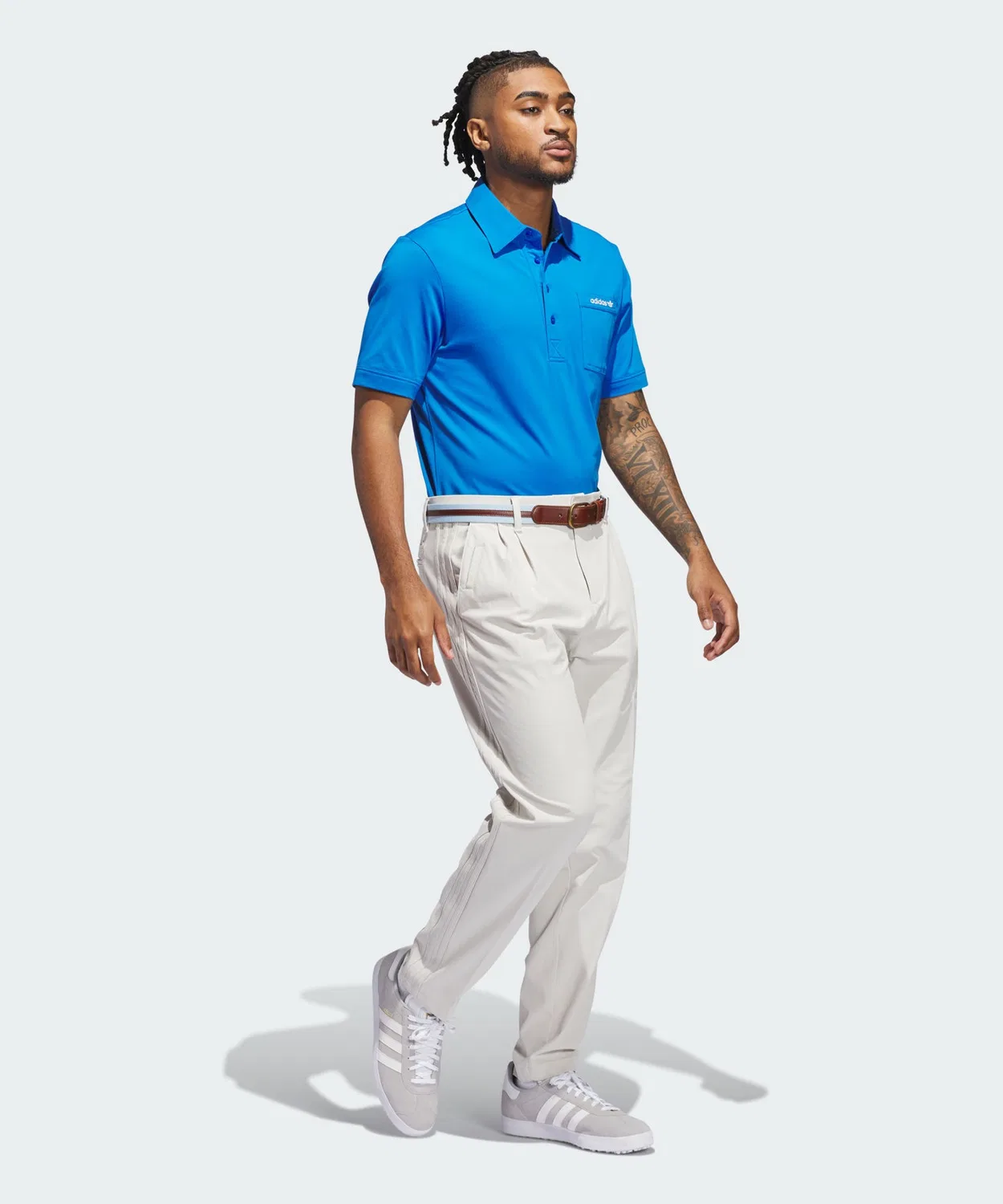 Мужская футболка-поло с длинным рукавомAdidas Golf Chest Pocket Half Sleeve Shirt, Cobalt Blue — фото 3