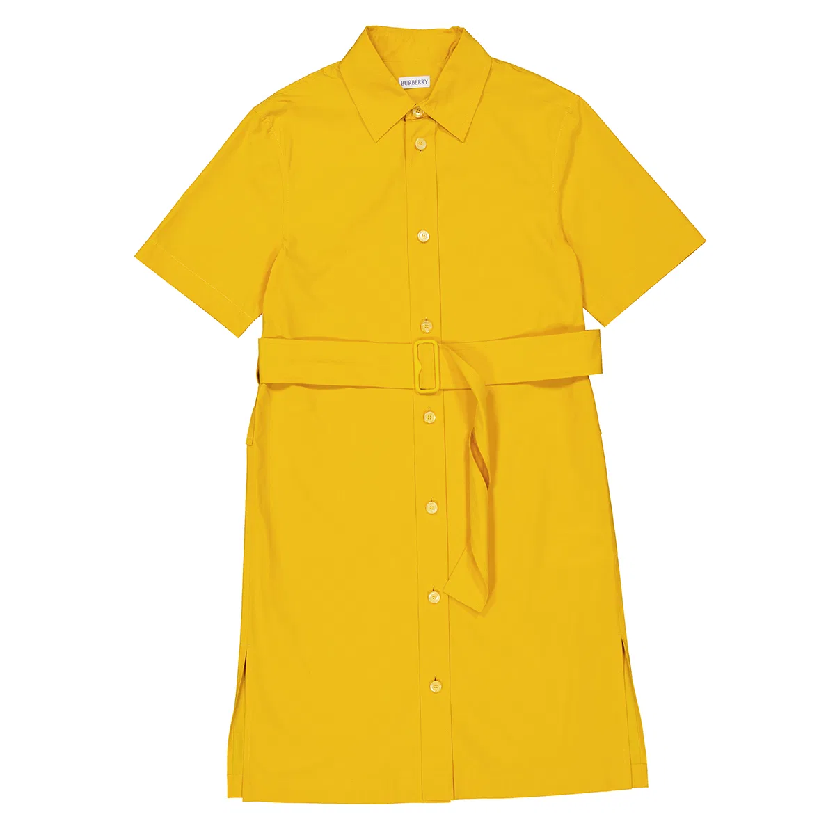 Платье-рубашка с коротким рукавом из хлопкового микса Burberry, Sunflower — фото 4