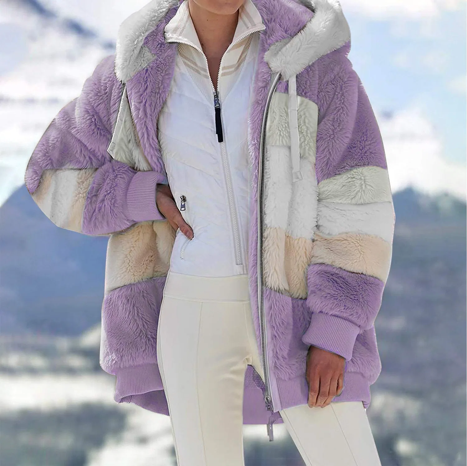 Женская куртка из флиса с капюшоном, оверсайз, Teddy UK, Viola — фото 2