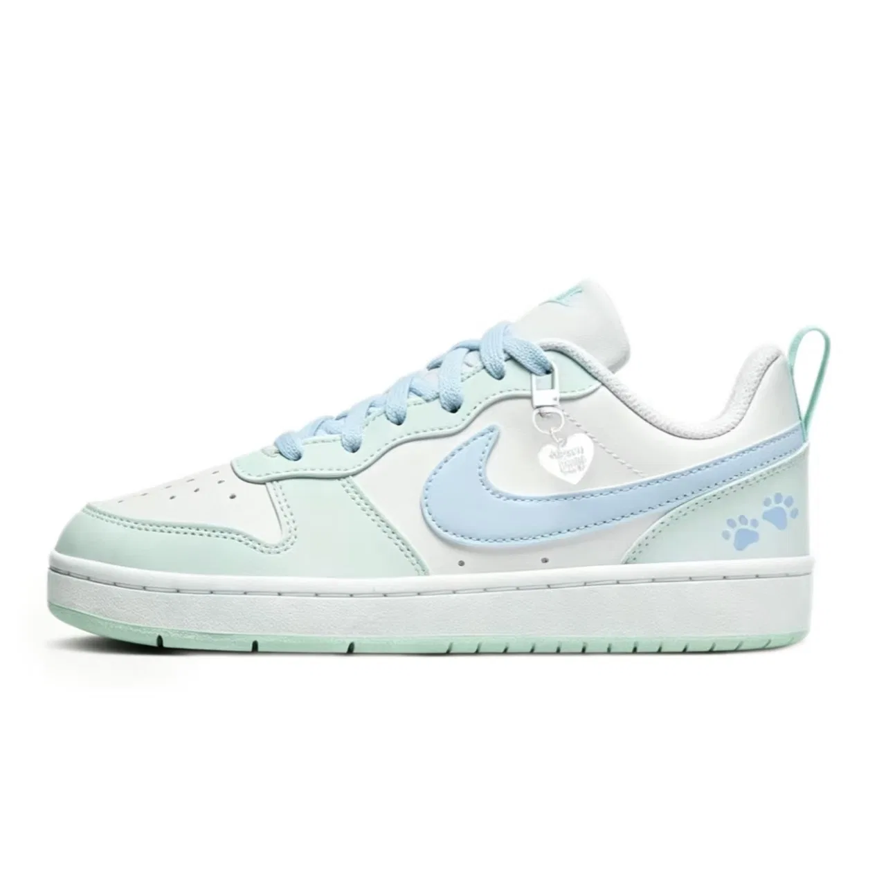 Детские скейтборд-кроссовки с низким верхом Nike Court Borough, White Blue Green — фото 3