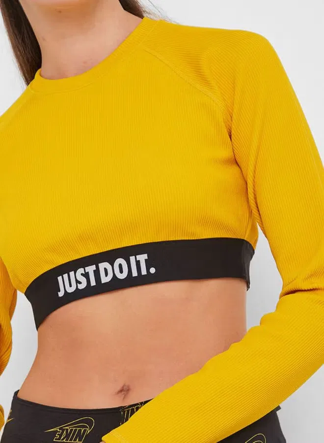 Топ укороченный с принтом Just Do It Nike, желтый — фото 4