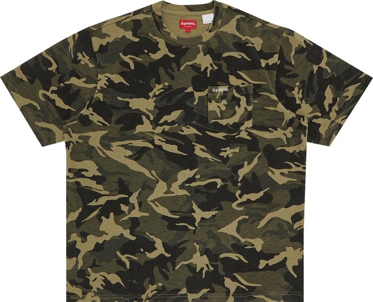 

Футболка Supreme Short-Sleeve Pocket Tee 'Olive Camo', зеленый