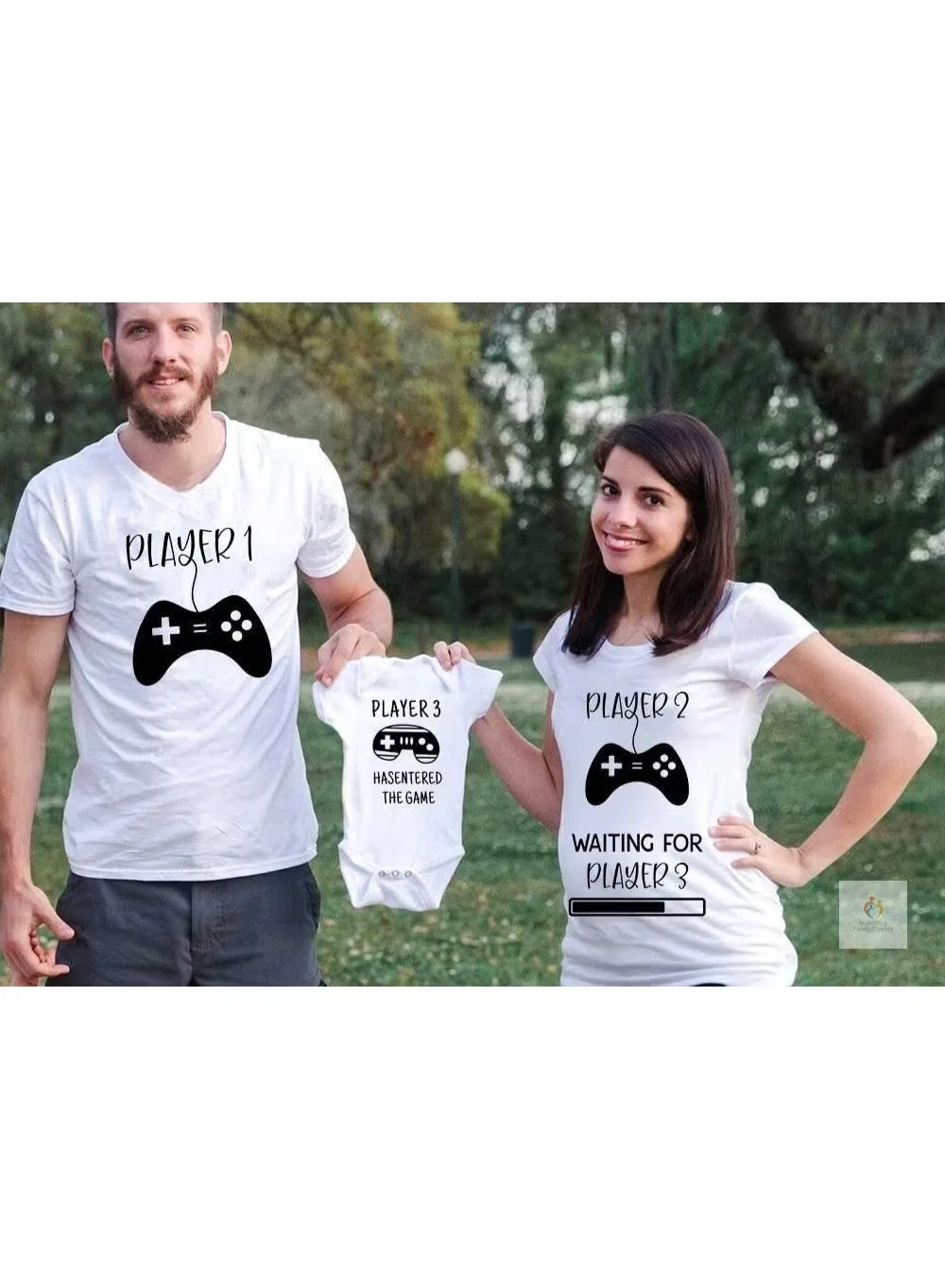 Комплект футболок с принтом Player 1, 2 & 3 Matching Family Outfits, белый — фото 2