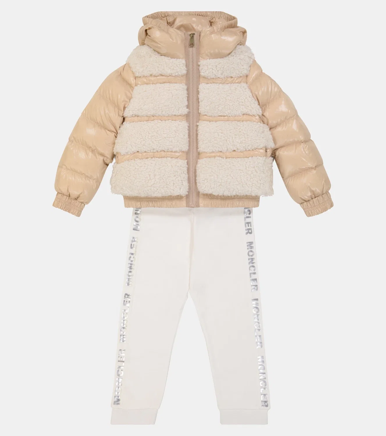 Пуховик с капюшоном Gentiane Moncler Enfant, бежевый — фото 2