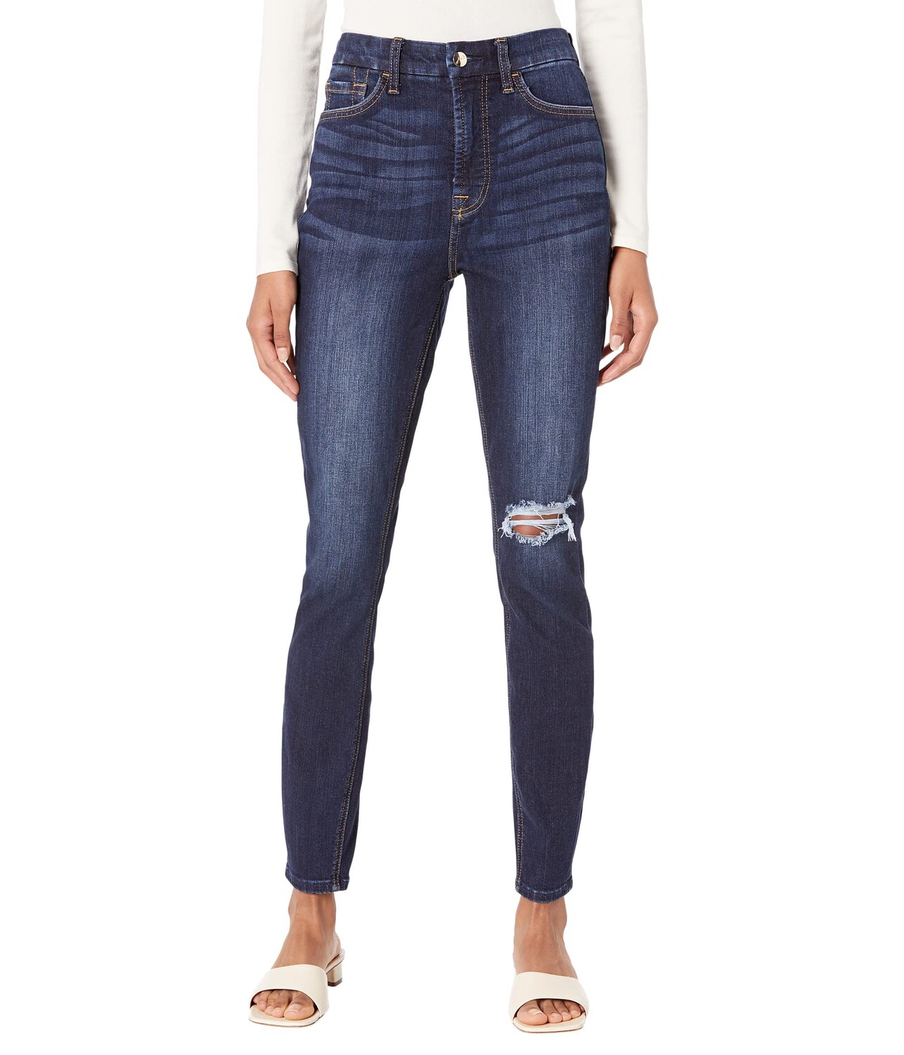 

Джинсы JEN7, High-Waist Skinny in Carmelia Broken Twill