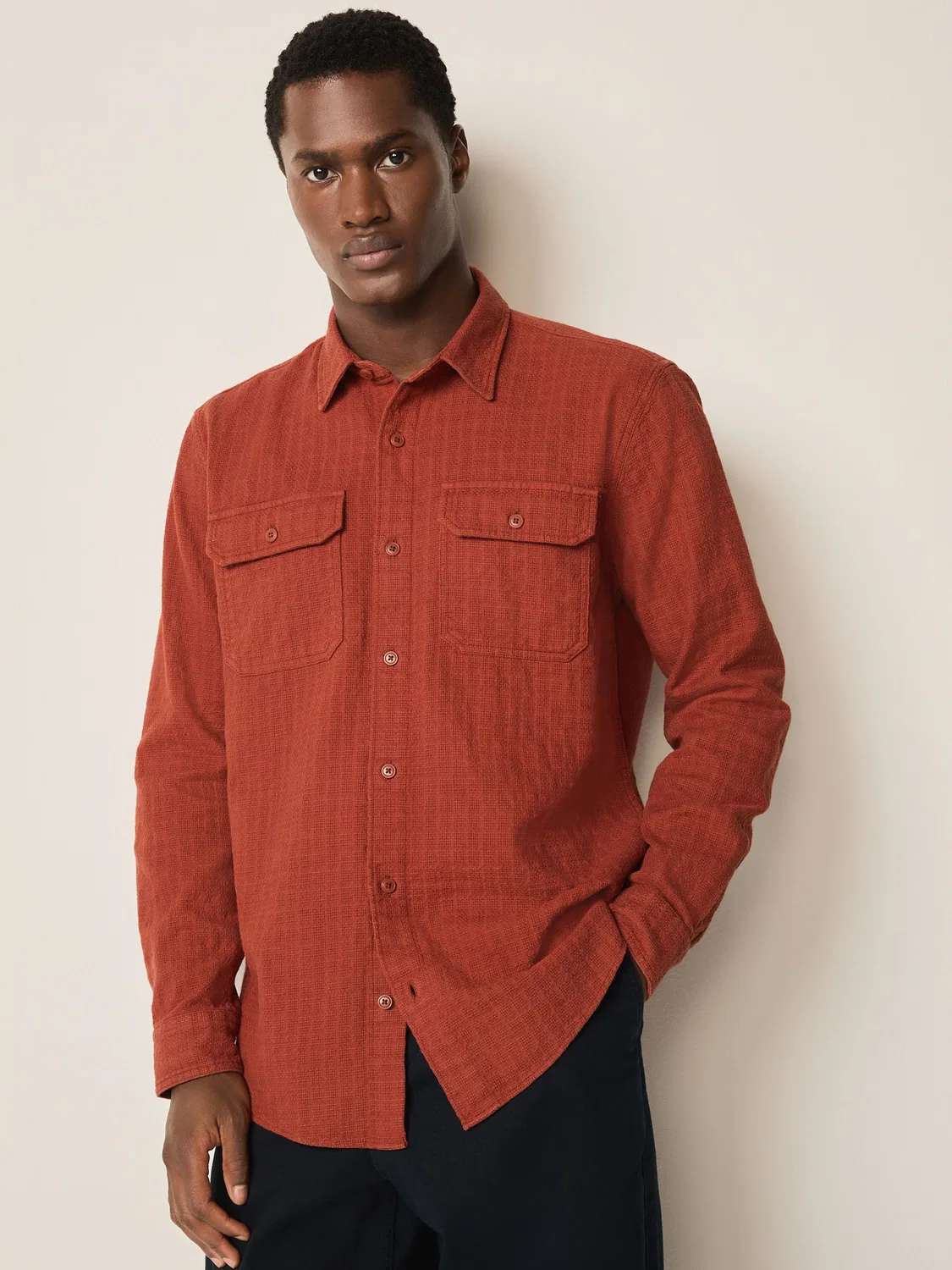 Рубашка с вафельной текстурой, Brown Regular Fit Next, коричневый