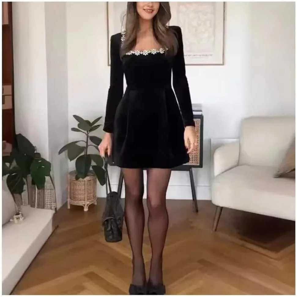 Женское вечернее мини-платье с бисером A-line YHW39, Blush Pink — фото 4