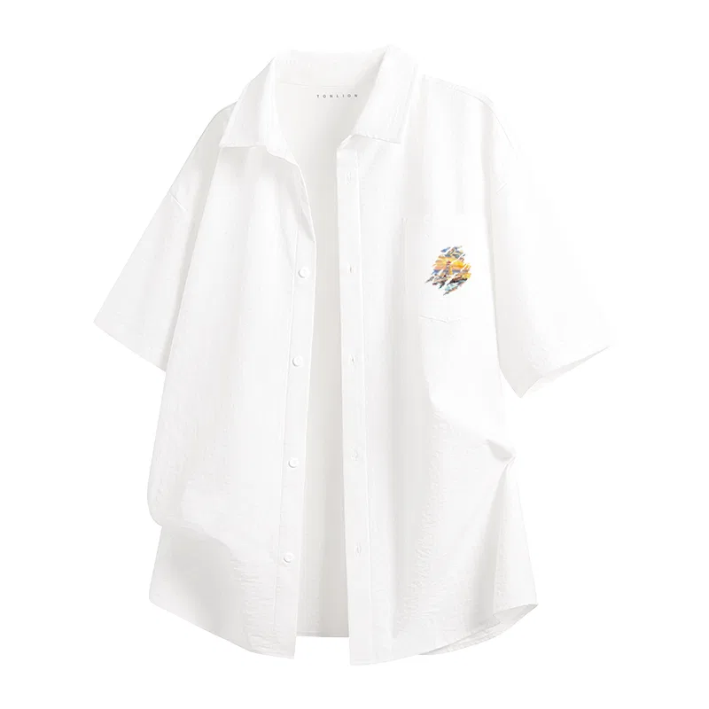 Детская рубашка с коротким рукавом Tonlion, Ice Silk Cool Comfortable Breathable Trendy Shirt, Белый