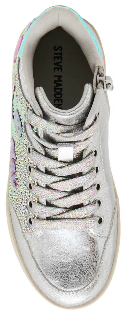 Детские кроссовки для девочек с блестками Steve Madden Jdelight, Silver Multi — фото 4
