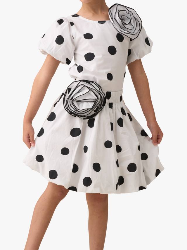 

Детская юбка с кокеткой и бантом в горошек Angel & Rocket, White/Black