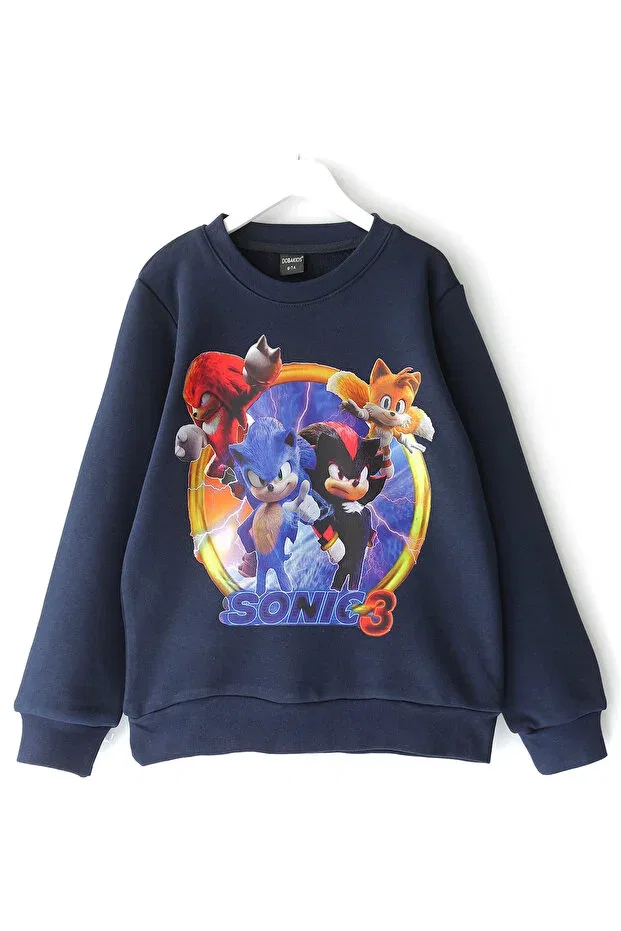 Детские свитшот для мальчиков с принтом Kirpi Sonic Dobakids, Navy Blue