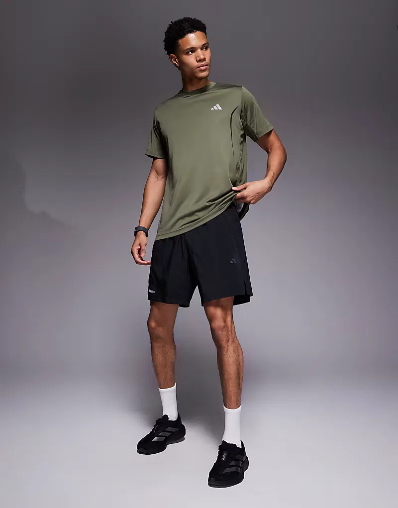 Тренировочные шорты Adidas с тремя полосками, черный — фото 2