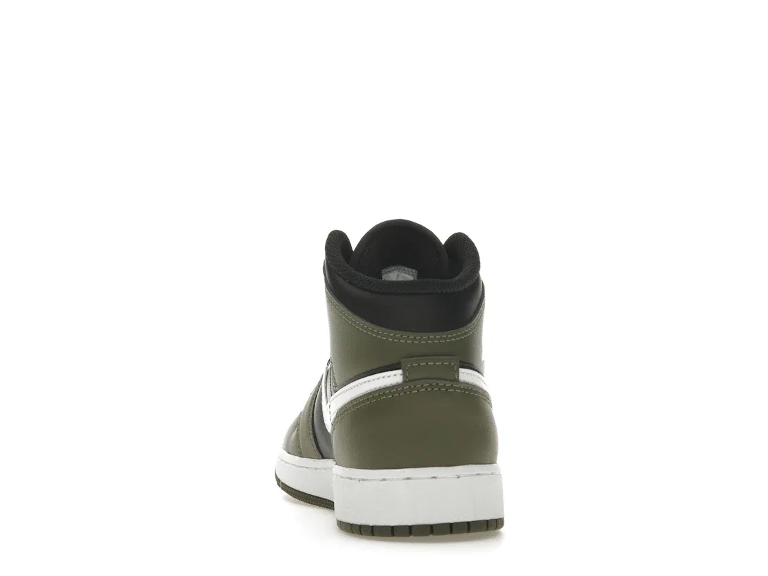 Детские кроссовки Lifestyle с принтом Jordan 1 Mid Jordan, Black/White/Medium Olive — фото 4