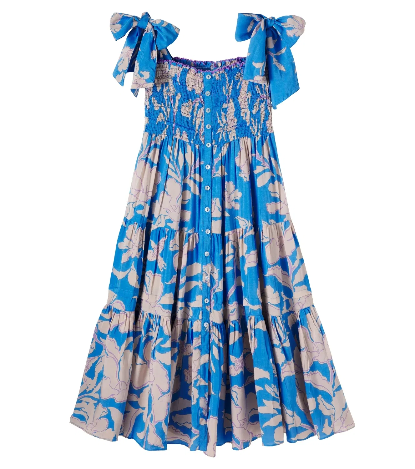 Платье с отстегивающимися бретельками Blue Palm Beach Poupette St Barth Kids, синий
