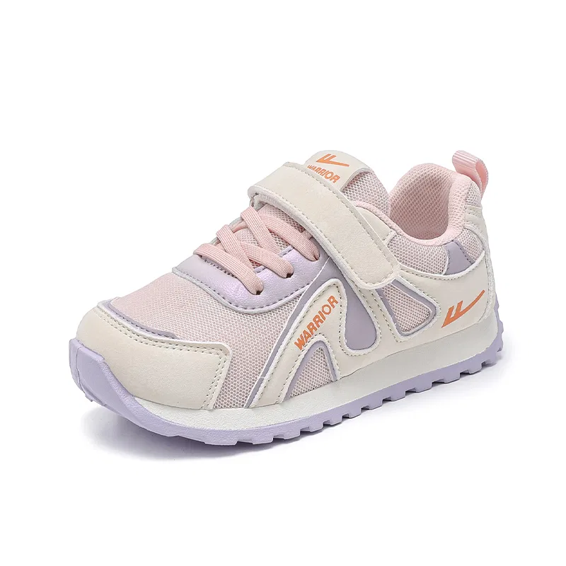 Детские повседневные кроссовки с принтом, Sports Casual Shoes, WARRIOR, Beige Pink Purple
