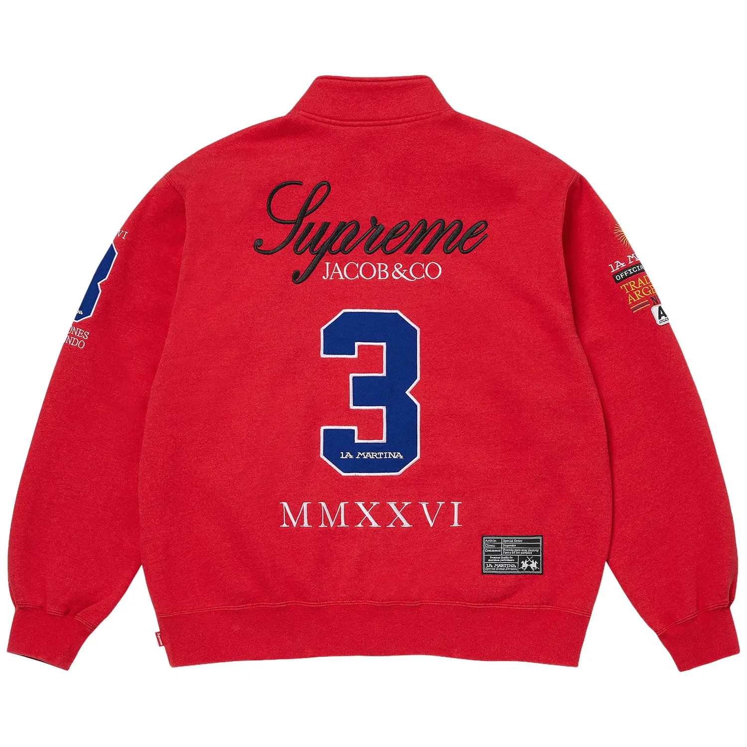 Толстовка на молнии Supreme x La Martina x Jacob & Co, красный — фото 2