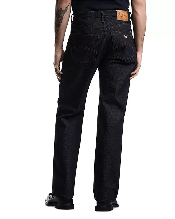 Мужские прямые джинсы из хлопка Emporio Armani, Medium Blue Denim — фото 3