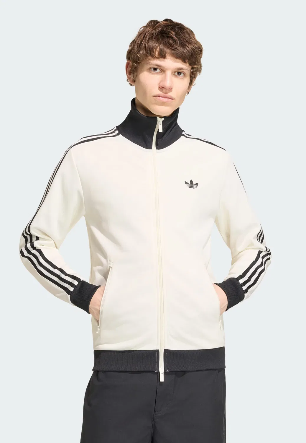 Толстовка на молнии Adidas Originals Classic в белом цвете Wool White — фото 2