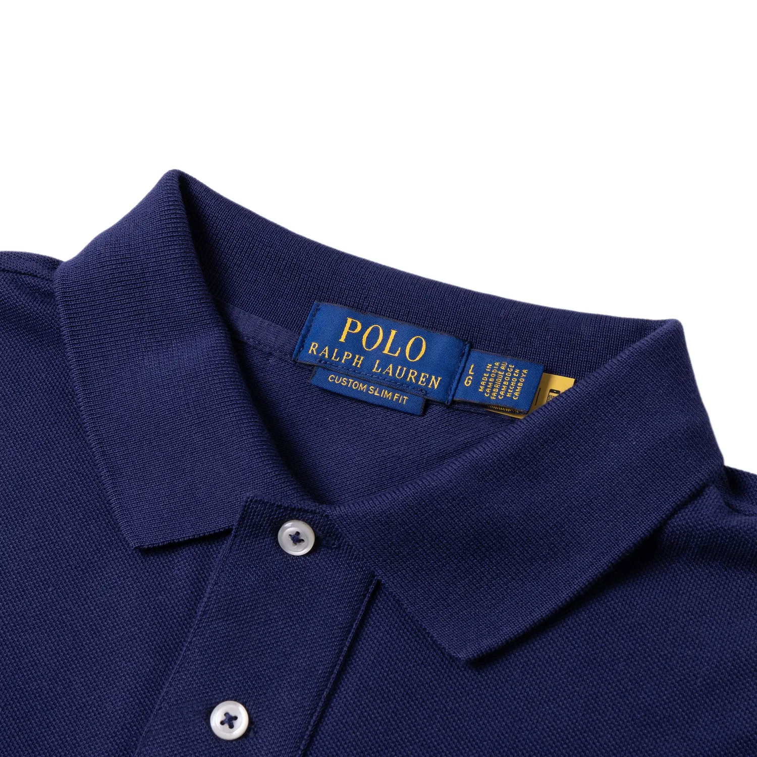 Мужское поло Polo Ralph Lauren Custom Slim Fit, Marine Blue — фото 4
