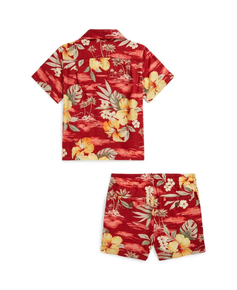Комплект из рубашки и шорт с флористическим принтом Polo Ralph Lauren, Hibiscus Paradise Red — фото 2