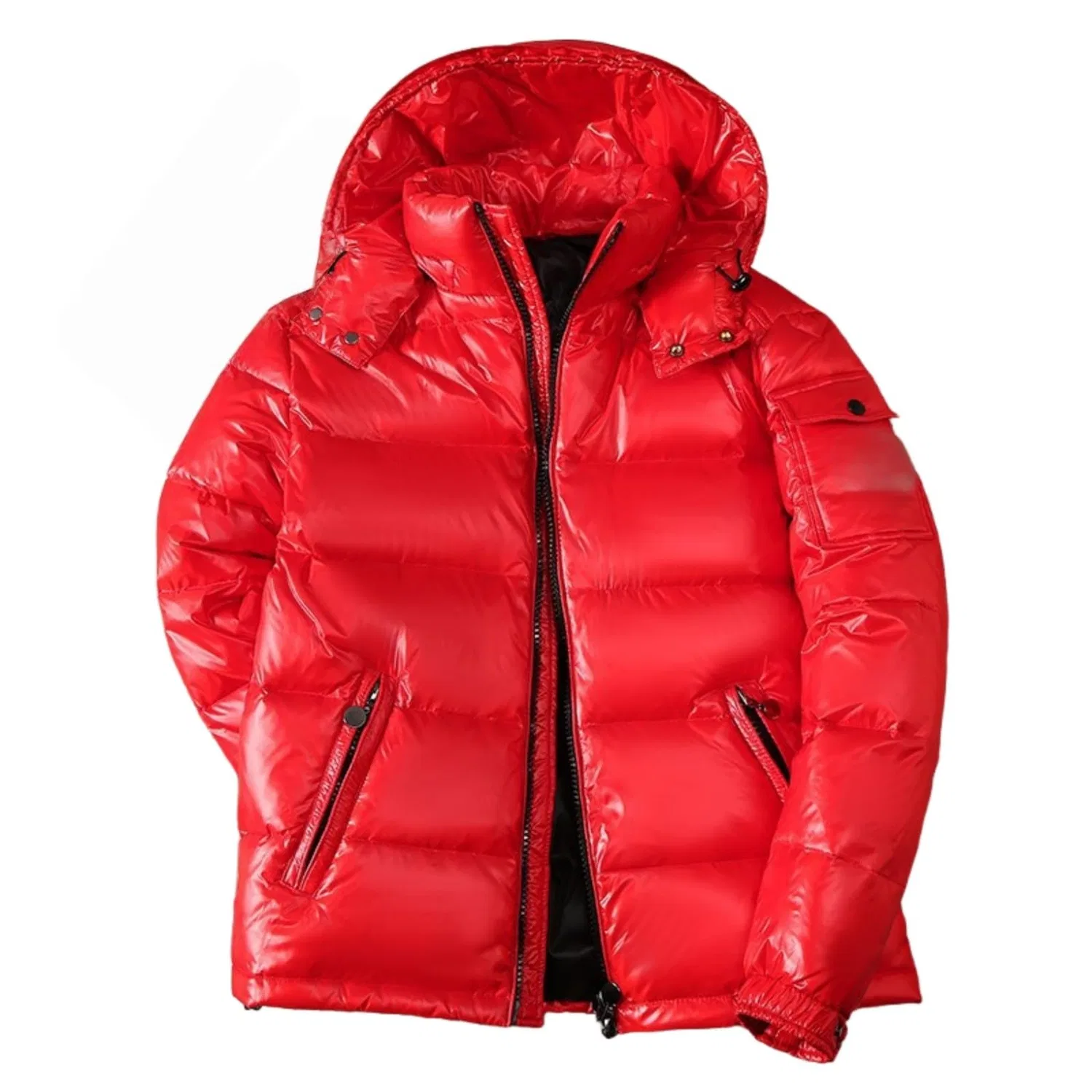 Женская куртка с принтом Women Winter Jackets Warm Windproof Short Quilted Glitter Hooded Zipper Pockets Cotton Padded Winter Coats for Women, Red