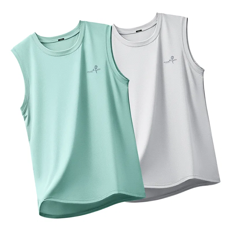 Детский топ-майка без рукавов с принтом Flower Language Line Chest Logo MINISO, Aqua Green + Light Gray