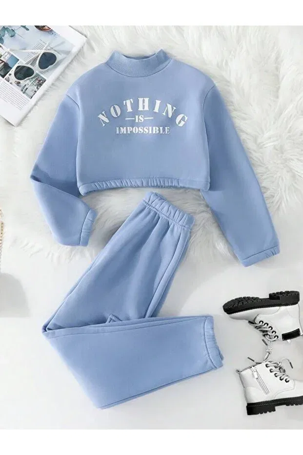Детский комплект свитшота и брюк с принтом Machetta, Babyblue