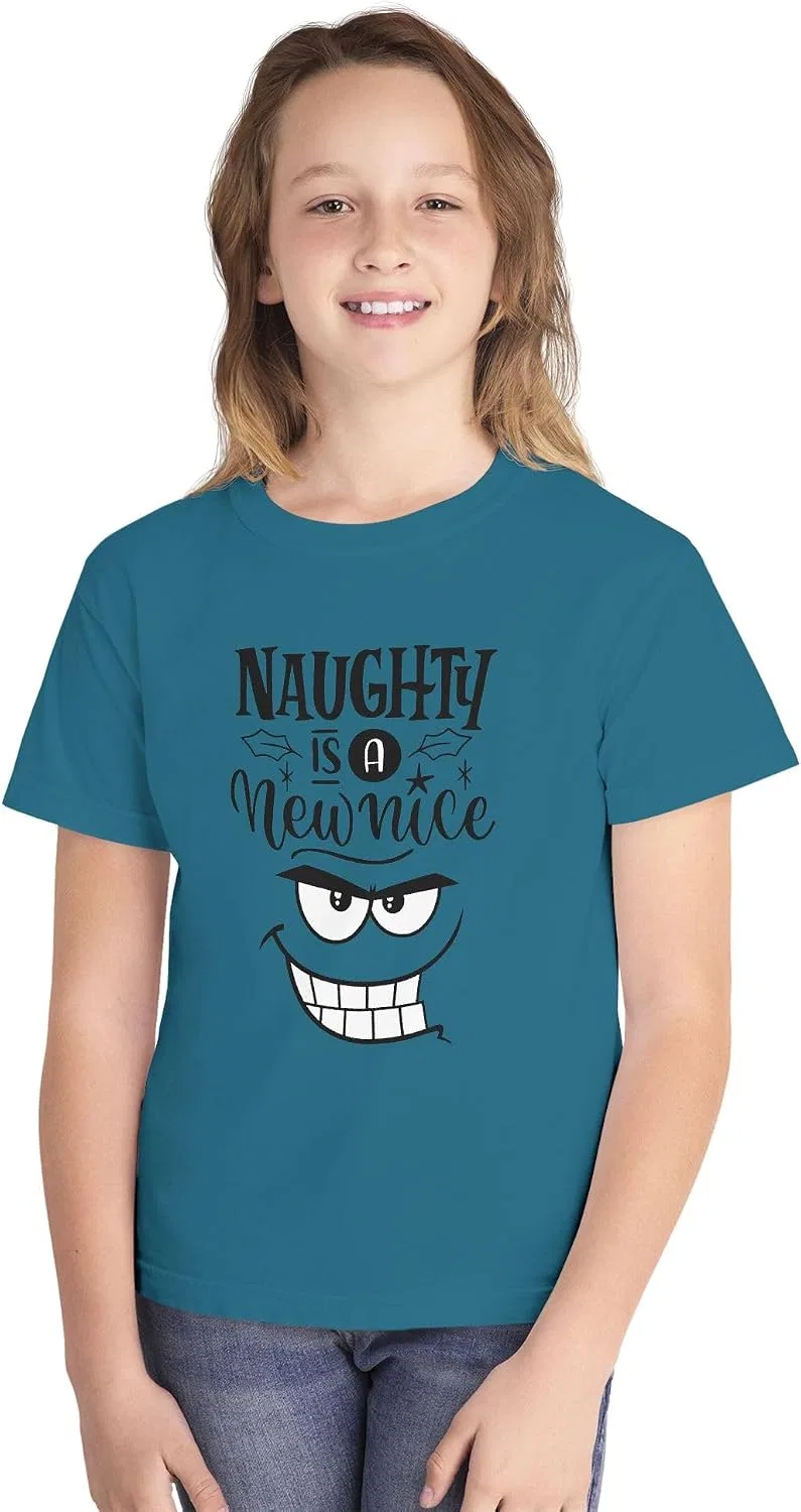 Женская футболка с принтом Naughty or Nice Face | Topaz Blue