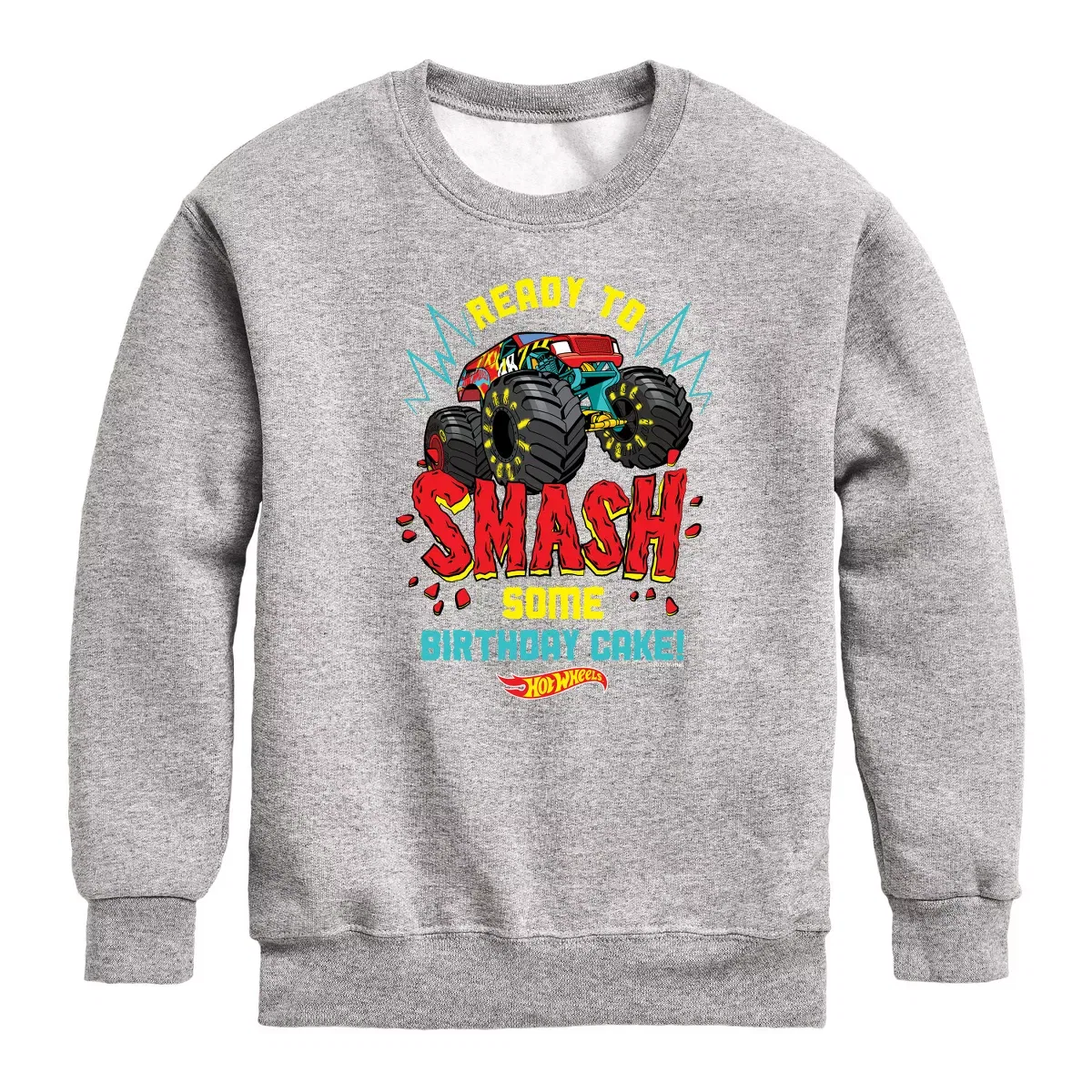 Детский свитшот для мальчиков с принтом Ready To Smash Cake Hot Wheels, Athletic Heather