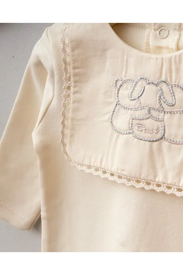 Детский комплект одежды для новорожденных с вышивкой медвежонка Best Friends Mert Baby, Natural — фото 3