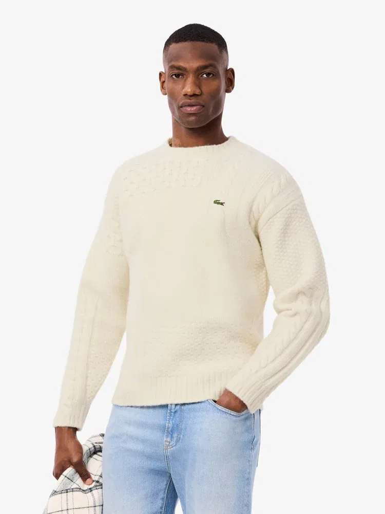 Свитер с кабельным узором LACOSTE, Ivory