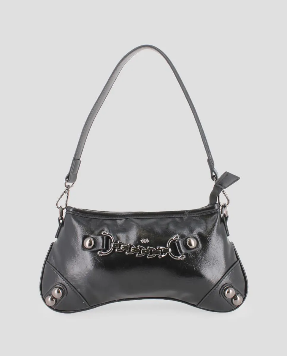 

Маленькая женская сумка через плечо с асимметричным дизайном и цепочкой Blogger, черный