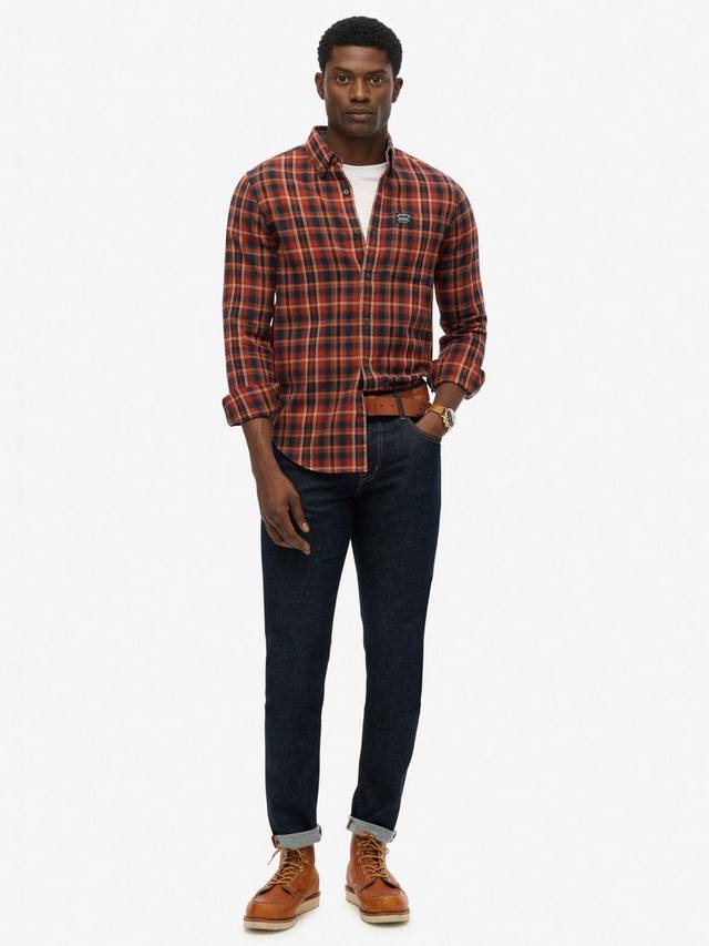 Длинная клетчатая рубашка в стиле лесоруба из хлопка Superdry, Logger Check Orange — фото 3