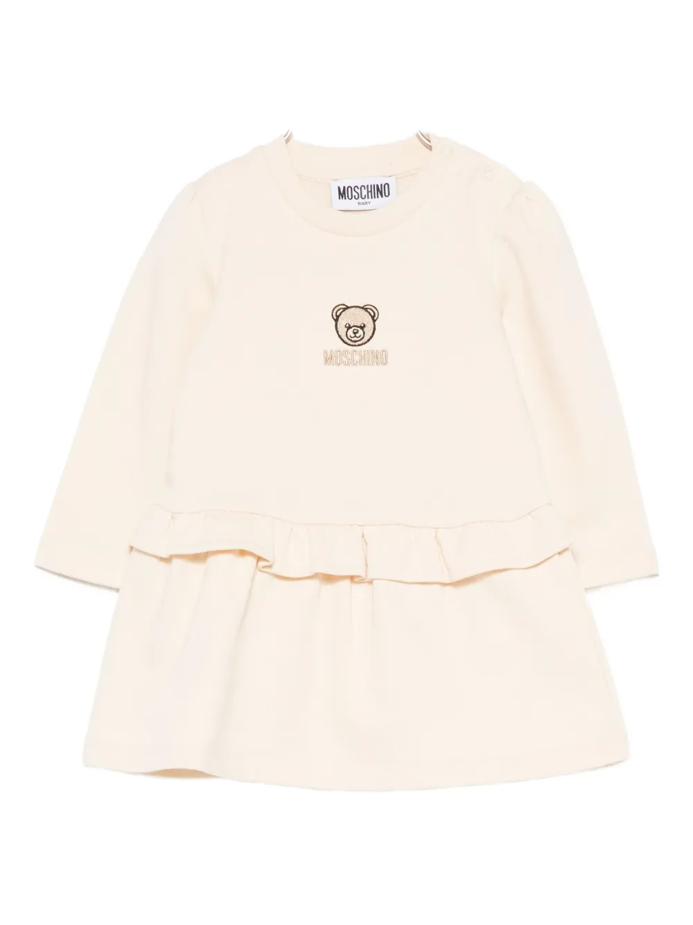 

Платье с вышитыми воланами Moschino Kids, нейтральный