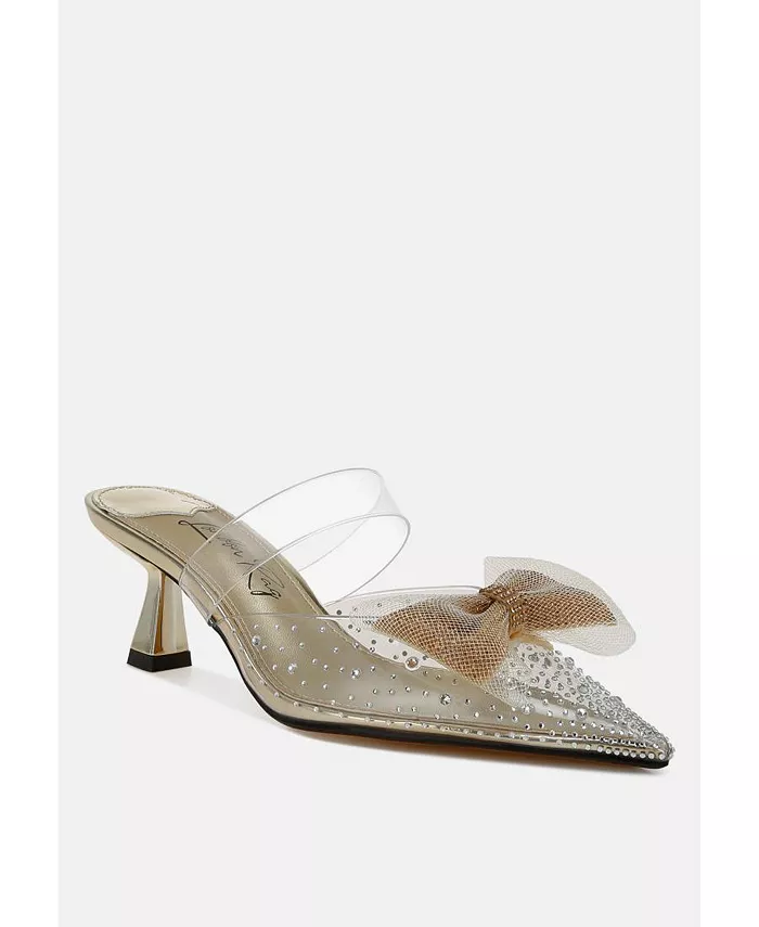 Туфли Freja Embellished Bow на низком каблуке с декоративным бантом London Rag, золотой — фото 3